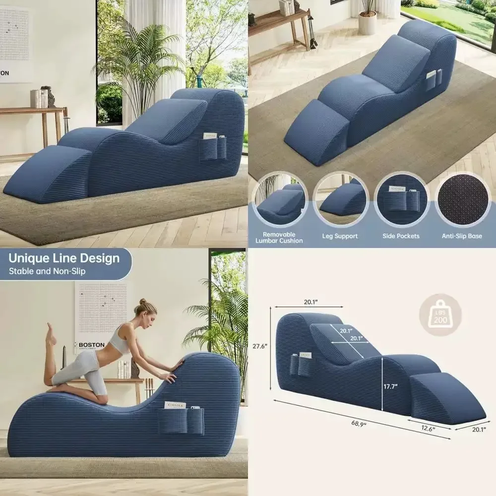 Multi Functional Compression Sofa Corduroy Living Room Lounge Chair with Waist Pillow Footrest Ergonomic Foam Yoga Couple Sofa