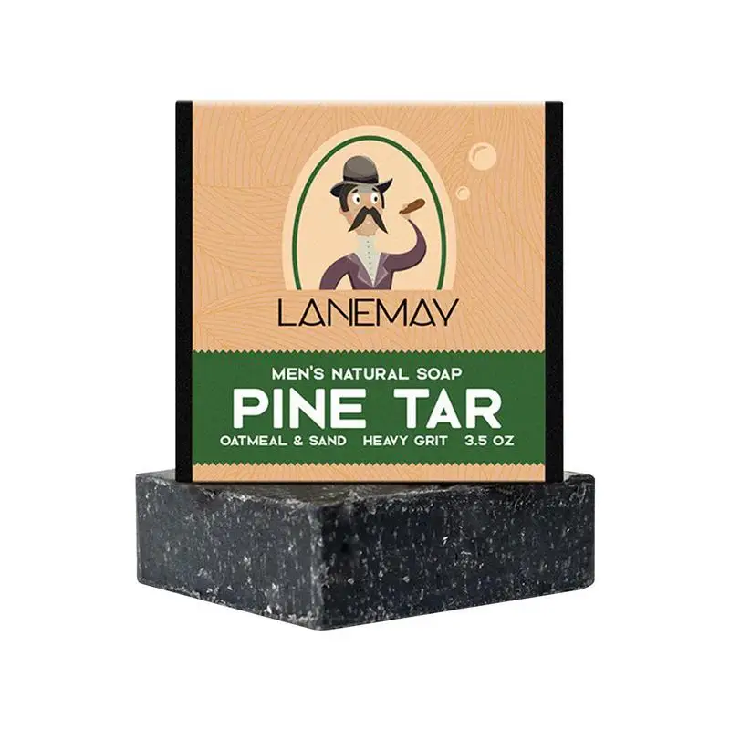 Men's Soap EssentialOil Soap Mite Removing Natural Bar Soap Deep Cleansing Pores Remove Dirt For Men Pine Tar Soap Moisturizing