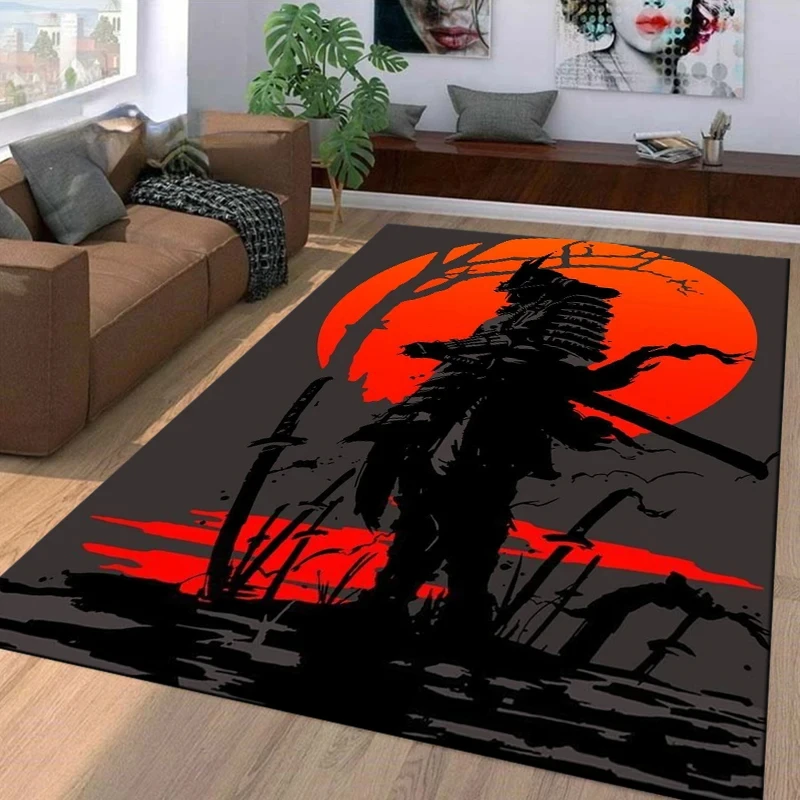 Samurai Spirits Pattern Rug Carpet for Living Room Bathroom Mat Creative Doormat Carpet for Bedroom Home Decor Play Mat Washable