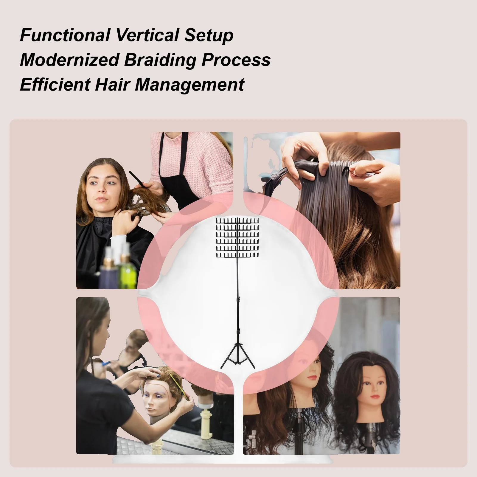 

Adjustable Braiding Hair Rack 144 Pegs 2 Sided Hair Braiding Rack for Braiders Hairstylists Home Salon Hair Extension Holder