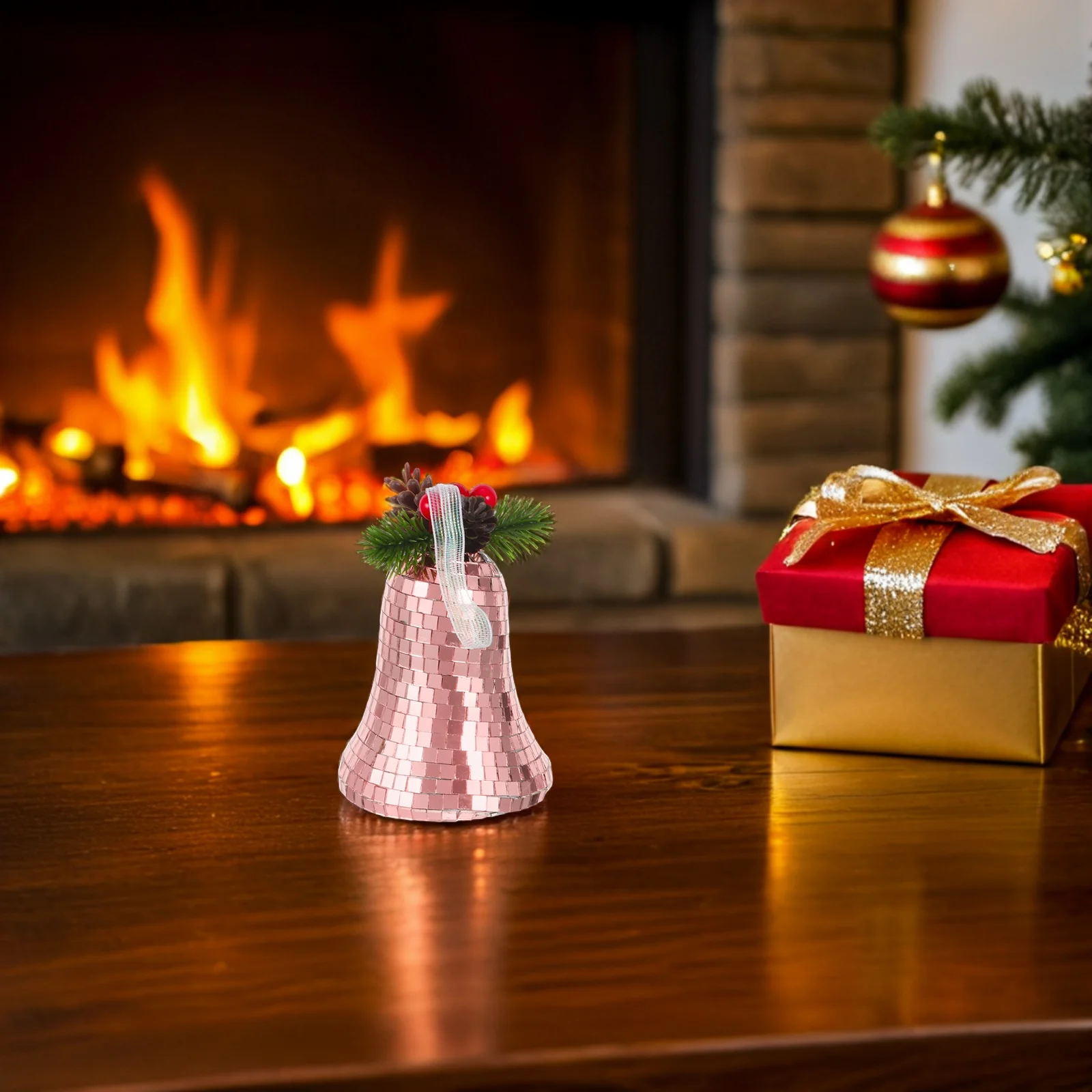 

Reflective Glass Bell Ornament - Vintage Disco Ball Christmas Tree Hanging Decoration Holiday Party Theme Pendant