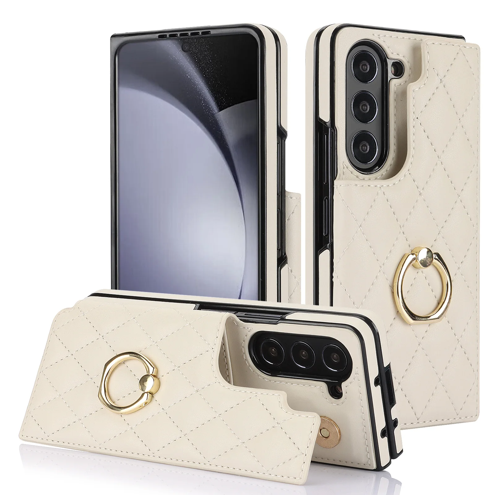 Wallet Case for Samsung Galaxy Z Fold 8 Ultra Ring Card Slot Cash Clip Magnetic Clasp Reinforced Frame Protective Cover