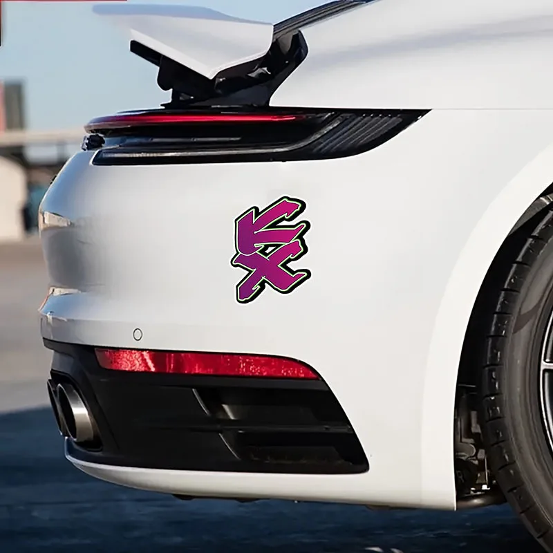 

1PC Trendy Symbol 2D Vinyl Sticker Purple & Green Self-Adhesive Waterproof for Car Exterior Decor