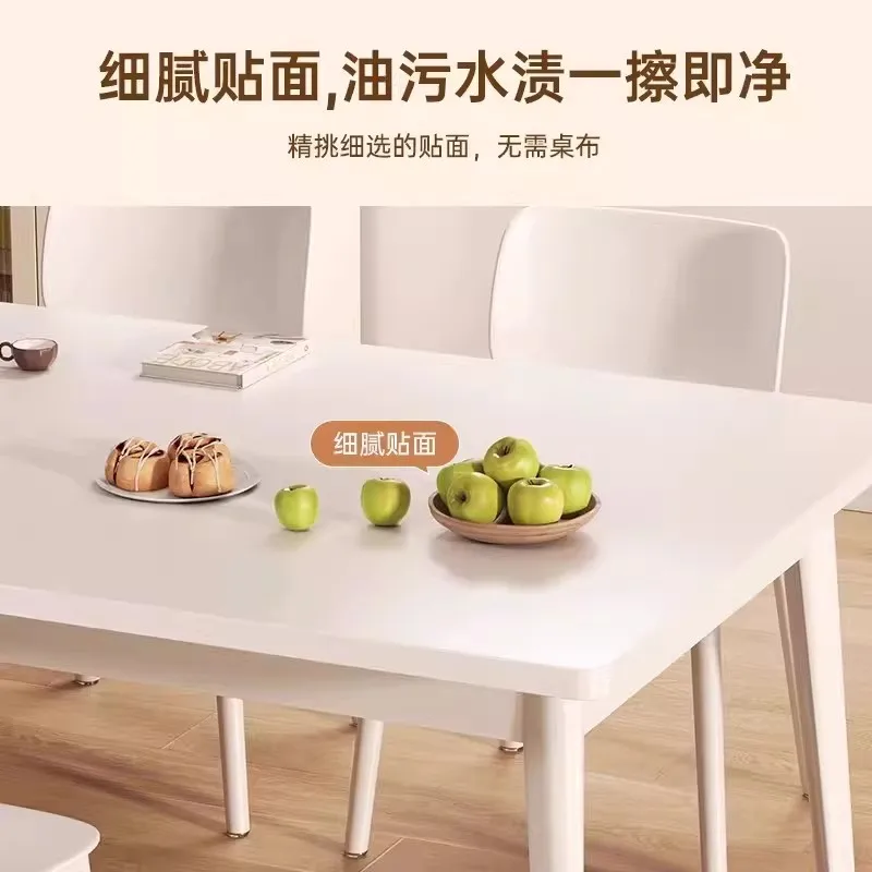 Dining table: Dining table: small apartment, white rectangular, large table and chair combination