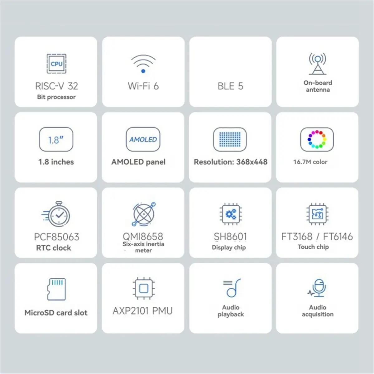 A86G NEW -C6 1.8inch AMOLED TouchScreen Development Board 368x448 Pixels Wi-Fi 6/Bluetooth 5 for Xiaozhi AI Voice Chat