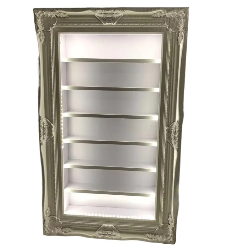Nail salon nail polish display stand - golden wall-mounted type