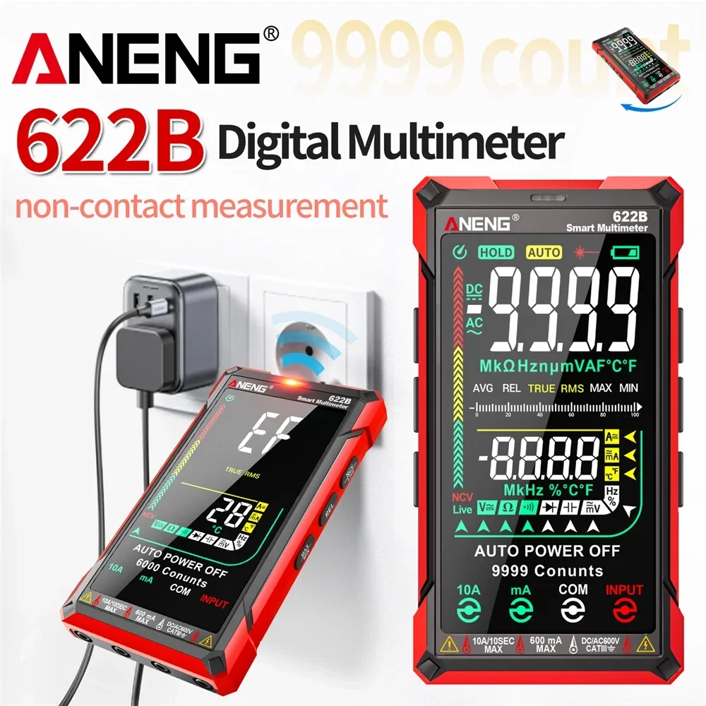 ANENG Digital Multimeter 622B Smart Auto Range 9999 Counts AC Voltage Resistance Ohm Capacitance Hz Tester Meter Test Tools