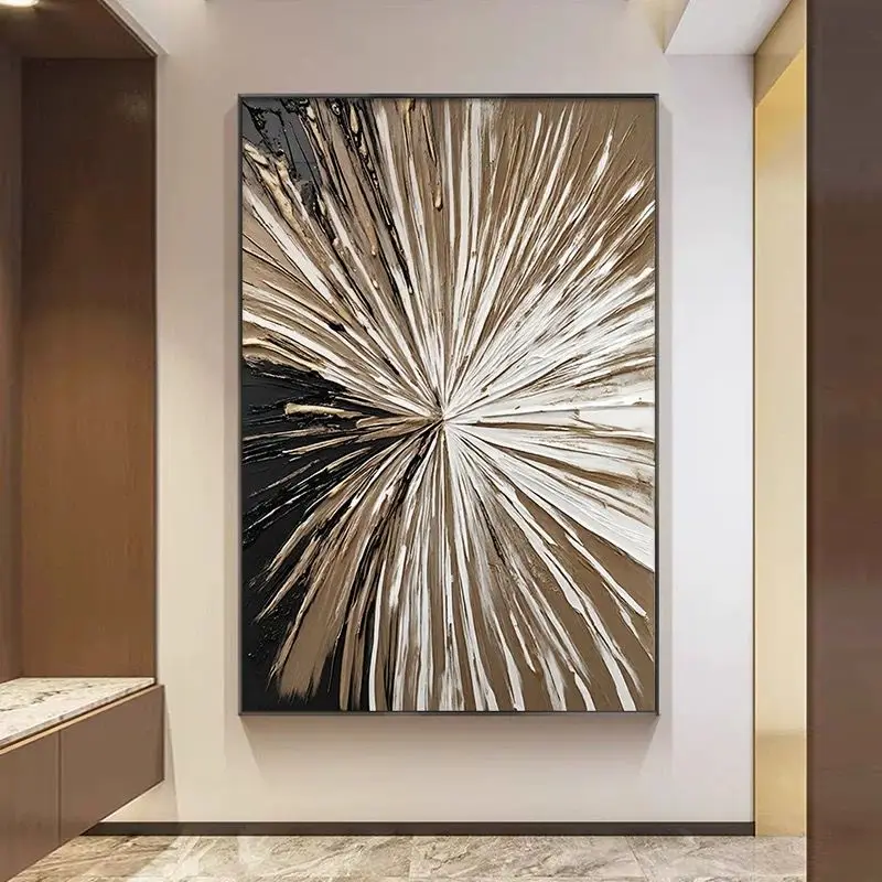 

Hand Drawn Thick Textured Handmade Oil Painting Abstract Black White and Gray Hanging Painting Living Home Decoration Bedroom