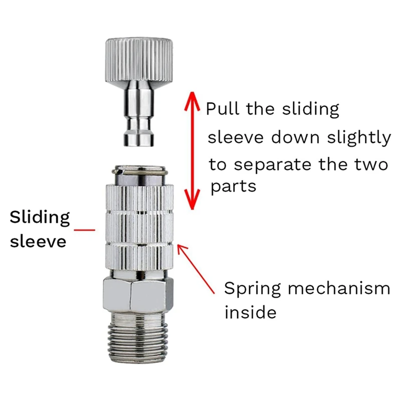 HOT! Airbrush Quick Release Coupling Disconnect Adapter With 1/8Inch 5 Male And 1 Female Fittings