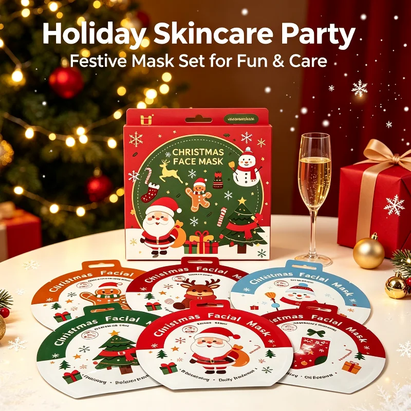 Christmas Limited Jelly Facial Mask 6 Pack Santa Claus Holiday Facial Mask Moisturizing Moisturizing Soothing Patch Facial Mask