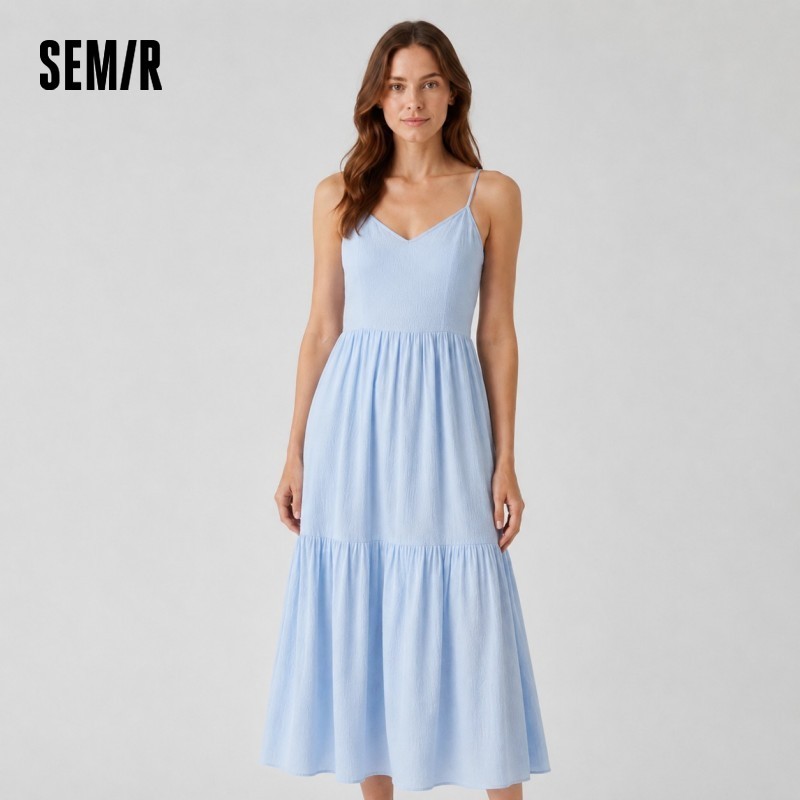  Semir Women Dress Jacquard Textured Drape Halter Neck Sexy Gentle Temperament 2026 Summer Romantic Casual Fashion Top 