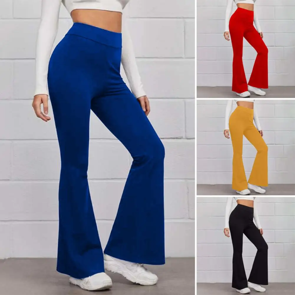 

Woman High Waist Trousers Korean Sweet Wide Leg Harem Trousers Control Tummy Sports Pants Lady Slim Stretchy Flare Leggings