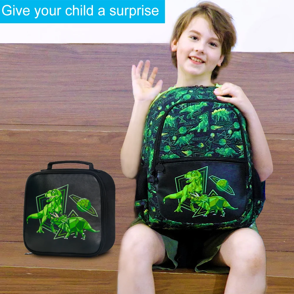 3Pcs Dinosaur Backpack for boys, 16.5 Kids Backpacks Set for Elementary Preschool Kindergarten, School Bookbag with Lunch Box