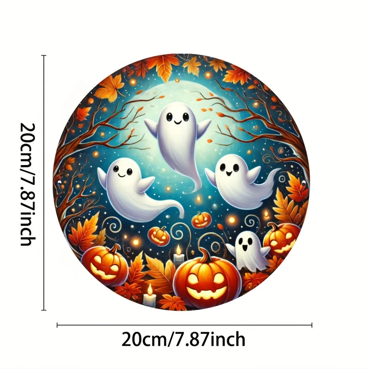 Charming Metal Signs And Plaques with a Halloween Theme, Measuring 7.8X7.8 Inches, Featuring a Cute Pumpkin Design Suitable