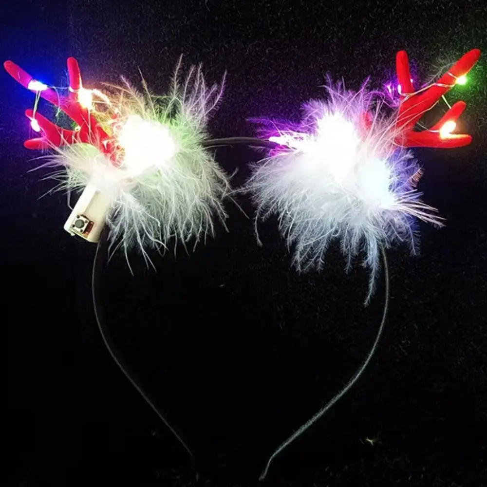 

LED Lights LED Glow Headband Plastic Colorful Flashing Headband Luminous Resin Luminous Deer Horn Hair Band