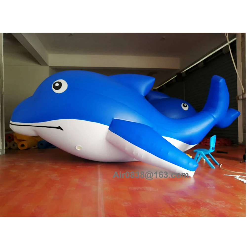 Ballena inflable simulada con luces LED, modelo de tiburón sellado con aire colgante, decoración de animales jorobados, tema marino, a la venta