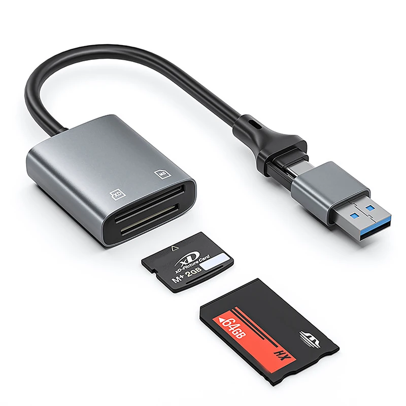 2in1 XD MS قارئ بطاقات الذاكرة USB + Type-C محول لأجهزة الكمبيوتر المحمول الكمبيوتر اللوحي الهاتف لباد USB-C محول للبرق