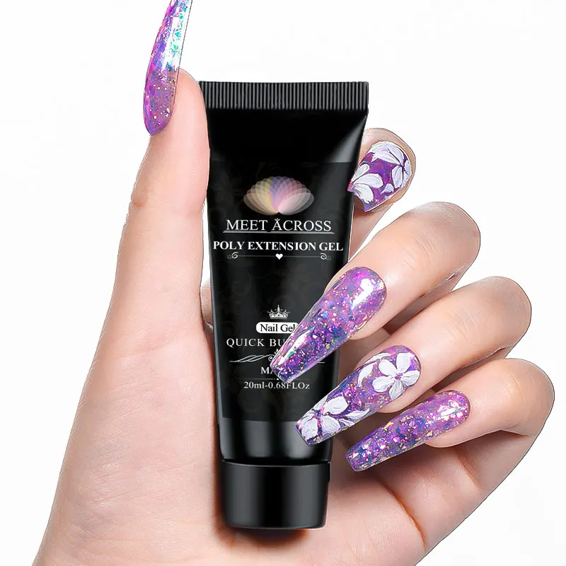 MEET ACROSS-Extensão Nail Gel Kit, Gel Set, Sólido, Non Stick, Escultura Mão, Shaping, No Paper-Holder, Fast Builder, Nail Art