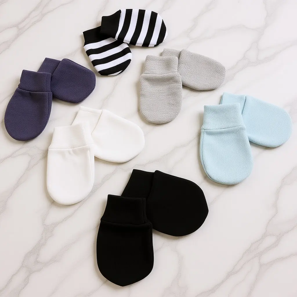 

6 пар детских варежек-антицарапок: комфортные хлопковые перчатки для младенцев, защита от царапин, варежки для новорожденных