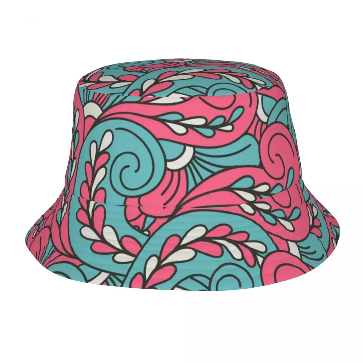 Baroque Style Bucket Hat Floral Patterns Outdoor Fisherman Caps Soft Fold Beach Travel Visor Hats For Couple Funny Graphic Cap