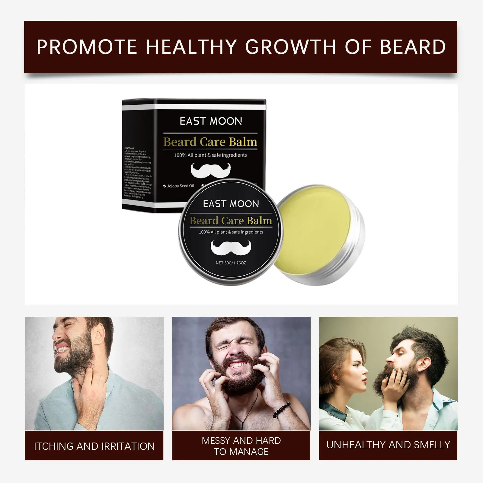 Vitamin E Beard Care Cream Reduce Dry Strengthen Shaping Moisturize Growth Improve Smoothing Charming Styling Beard Groomed Wax