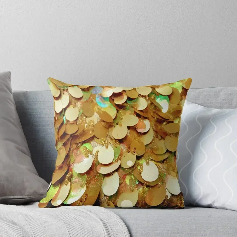 

Photographic Image of Large Gold Sequins Throw Pillow Pillows Aesthetic Decorative Cover For Living Room pillow