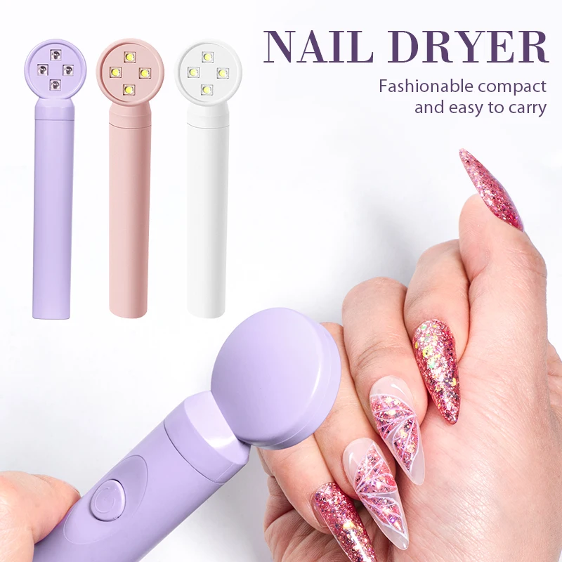 Nail Dryer White Handheld UV LED 12W Lamp Free Handled Nail Art Manicure Tools Design Fast Drying Curing Light for Gel Polish