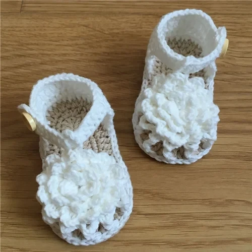 

QYFLYXUE hand-made shoes Free Shipping Crochet Baby white Flip Flops, Custom cotton baby shoes