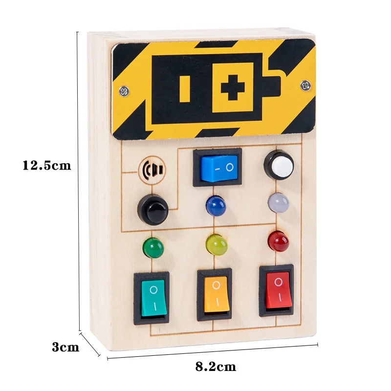 Busy Board De Madera Montessori Con Panel De Instrumentos Simulados Y Luces LED | Juguete Sensorial Con Interruptores Y Bocina Para Niños De 1 A 4 Años | Aprendizaje Temprano