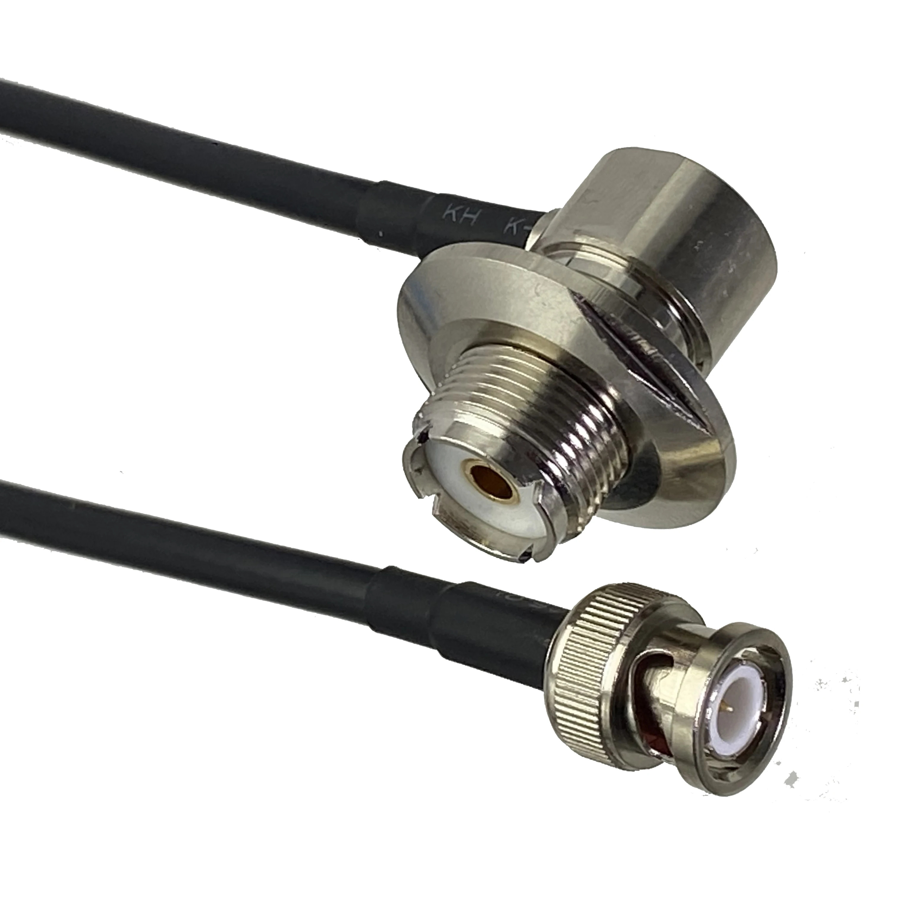 RG58 Cable BNC Male Plug to UHF SO239 Female Jack Nut Bulkhead Right angle Connector 50ohm RF Jumper pigtail Cable 6inch~10M