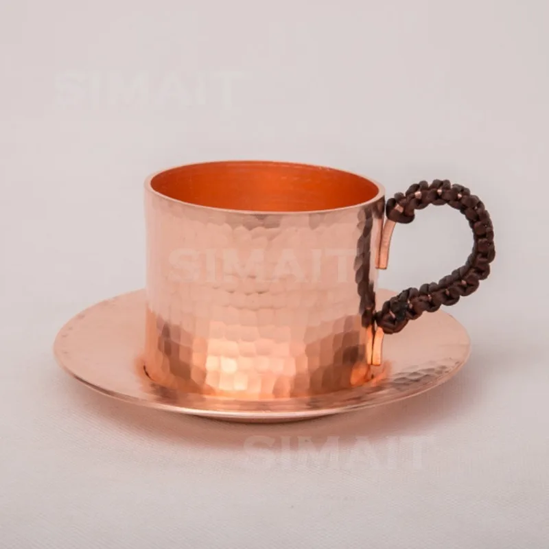 Copper Coffee Cup Set, Teacup Red Copper, Thickened Simple Red Copper Cup.