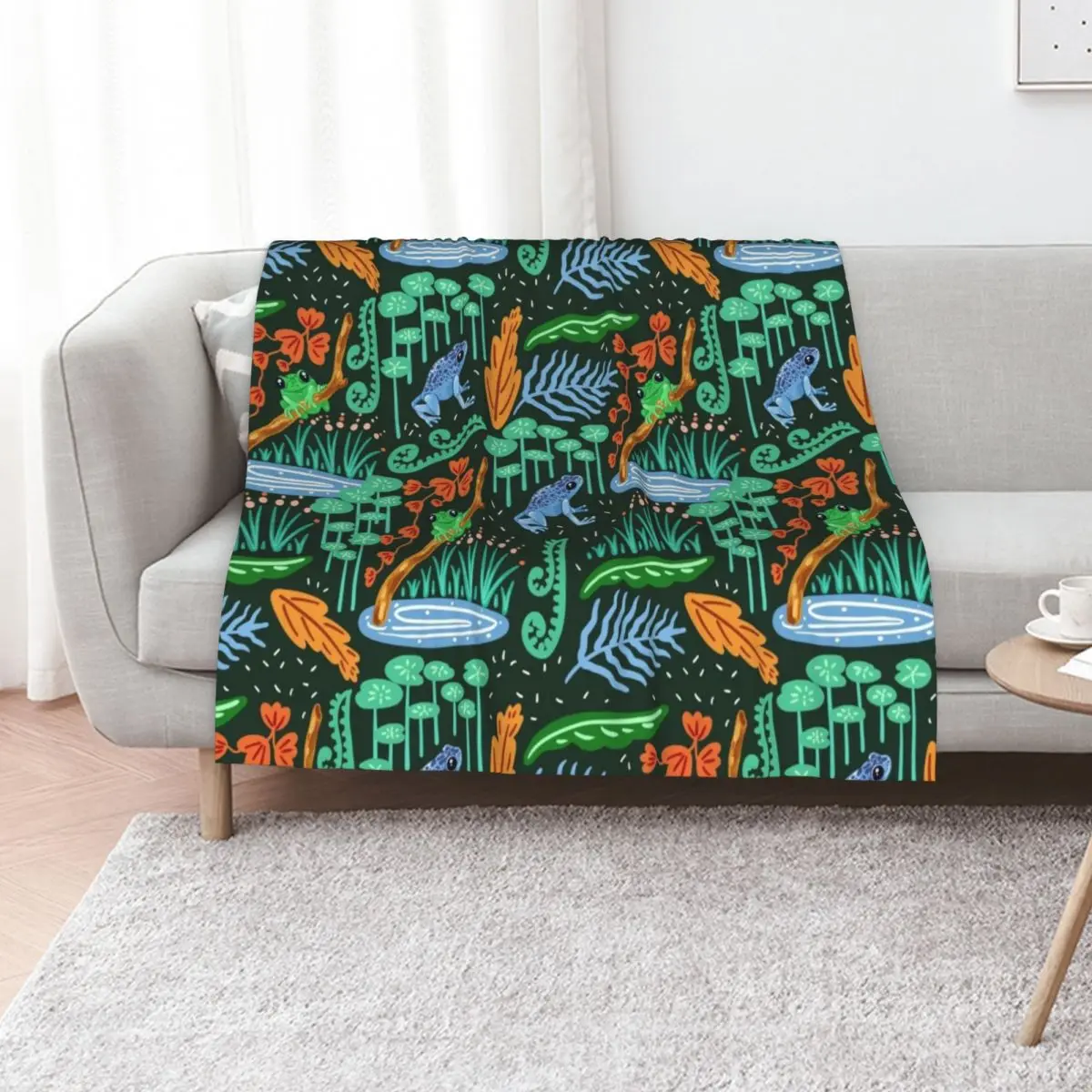 Blue Frog Throw Blanket Winter beds Cute Plaid Soft Plush Plaid Camping Moving Plush Blankets