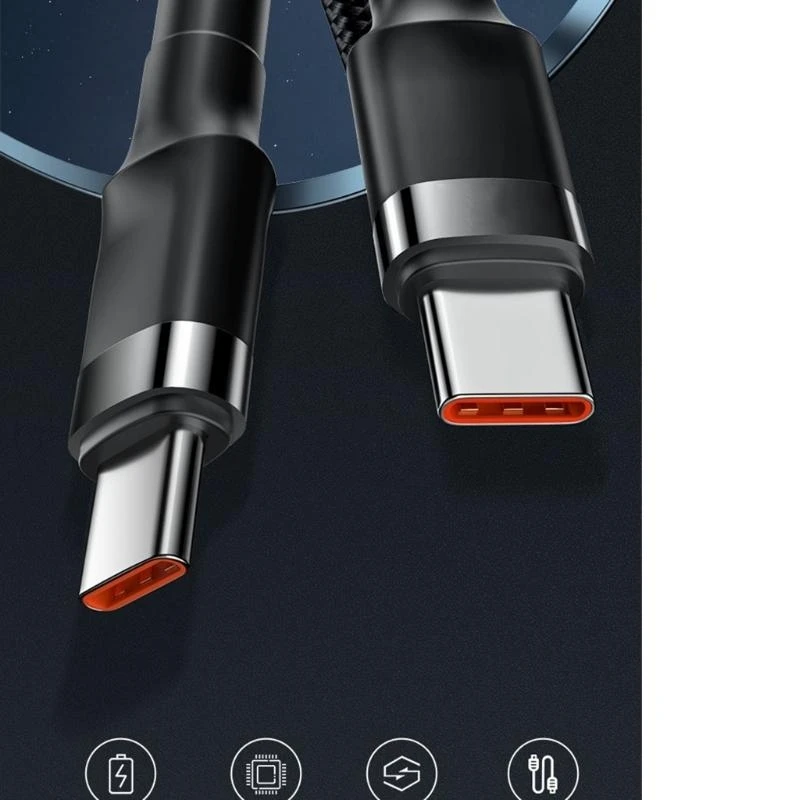 Быстрая скорость 120 Вт 10a Тип C для типа C Кабель быстрого зарядки для передачи данных .066a