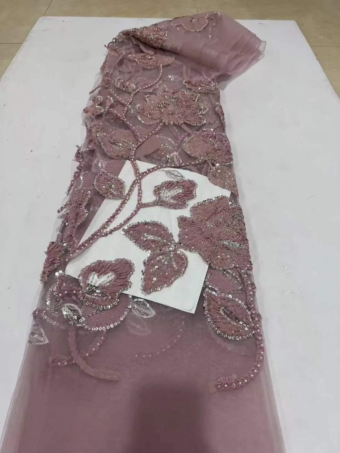 

2025 Latest High Quality African Nigerian With Tulle Sewing Lace Fabric Guipure Embroidery Dresses Sequins 5YardsDP0435