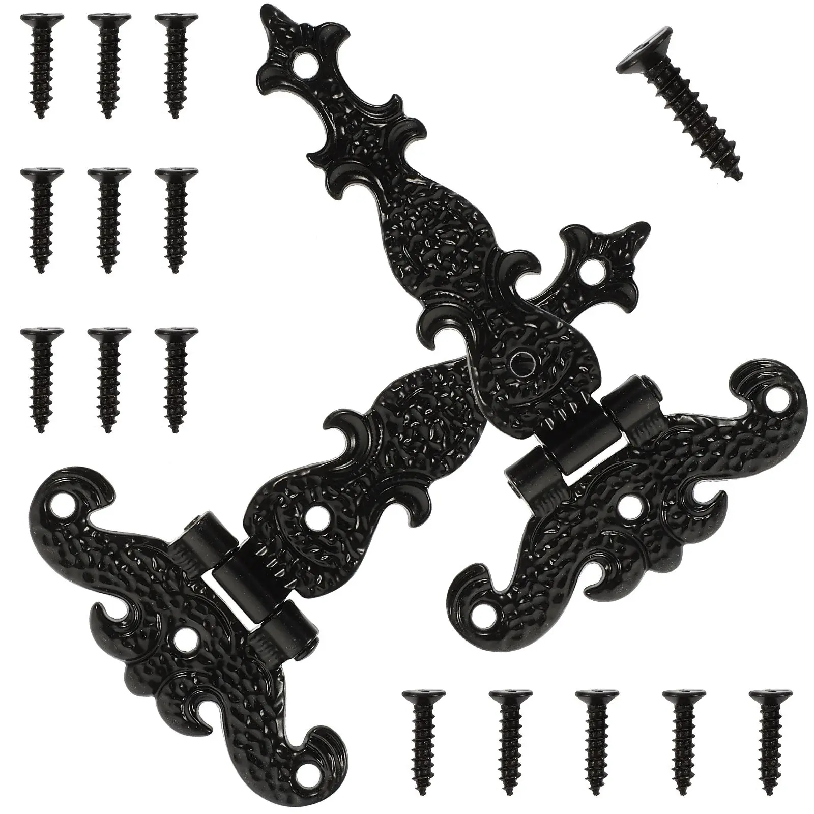 

2 Pcs Vintage Hinges Bronze Gate Hardware for Wooden Fences Cabinet Heavy Duty Fence Gate Kit Black Zinc Alloy Durable