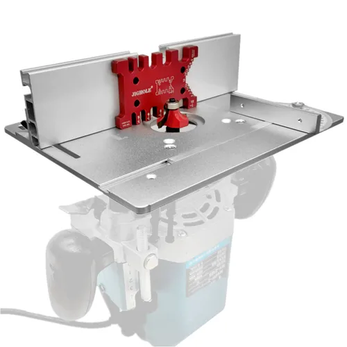 Imagen 2 del producto Base de máquina de recorte, escudo transparente o medidor de espiga o enrutador de madera, sistema de banco de carpintería, juego de placa de inserción de mesa de enrutador