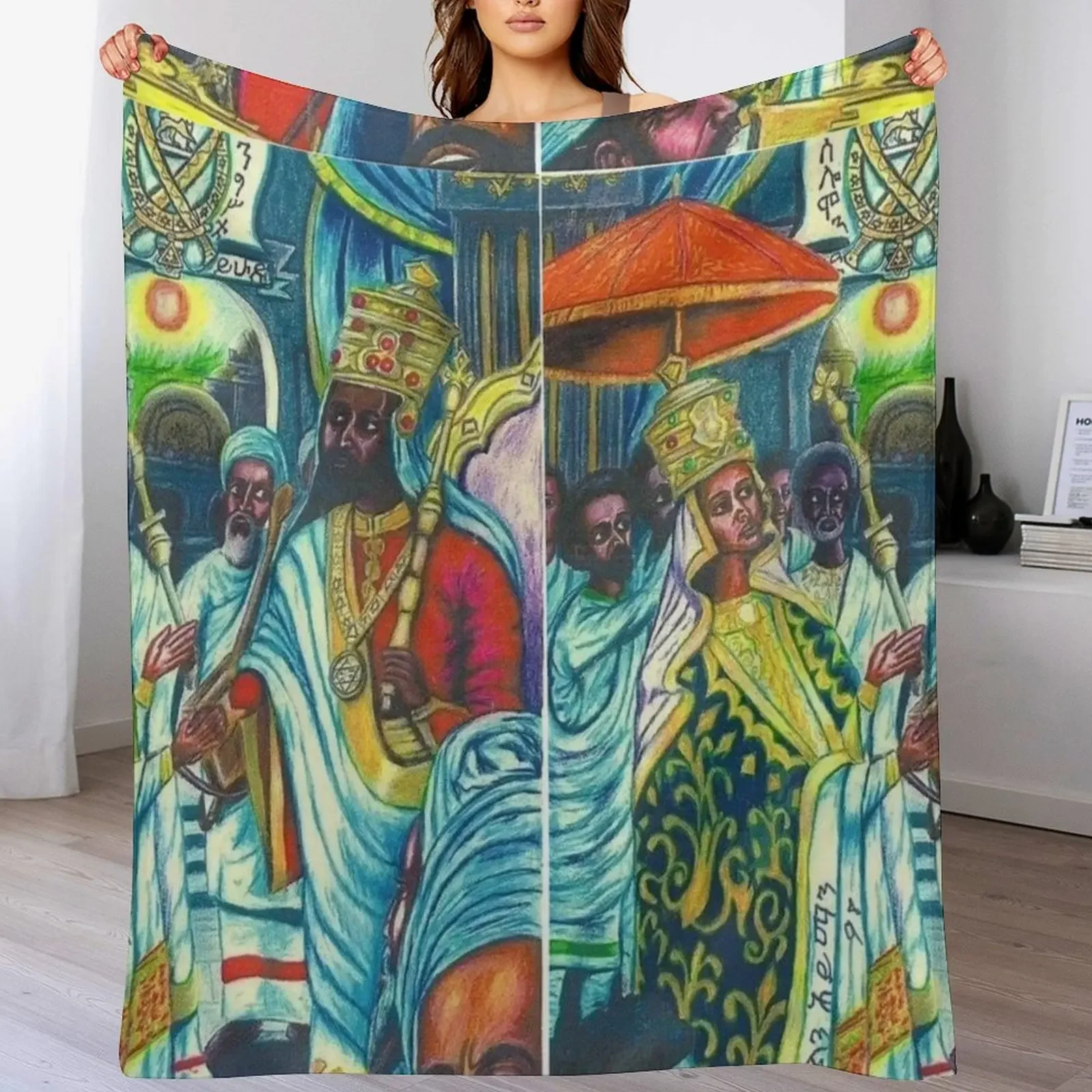 King Solomon And Queen Sheba Throw Blanket Flannel Sofa valentine gift ideas Blankets