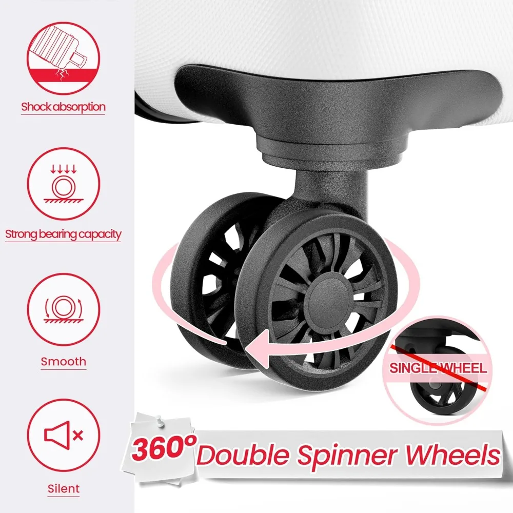 Juego de maletas rígida ABS liviana con 4 ruedas giratorias, cerradura TSA y equipaje de viaje de 3 piezas para una fácil movilidad