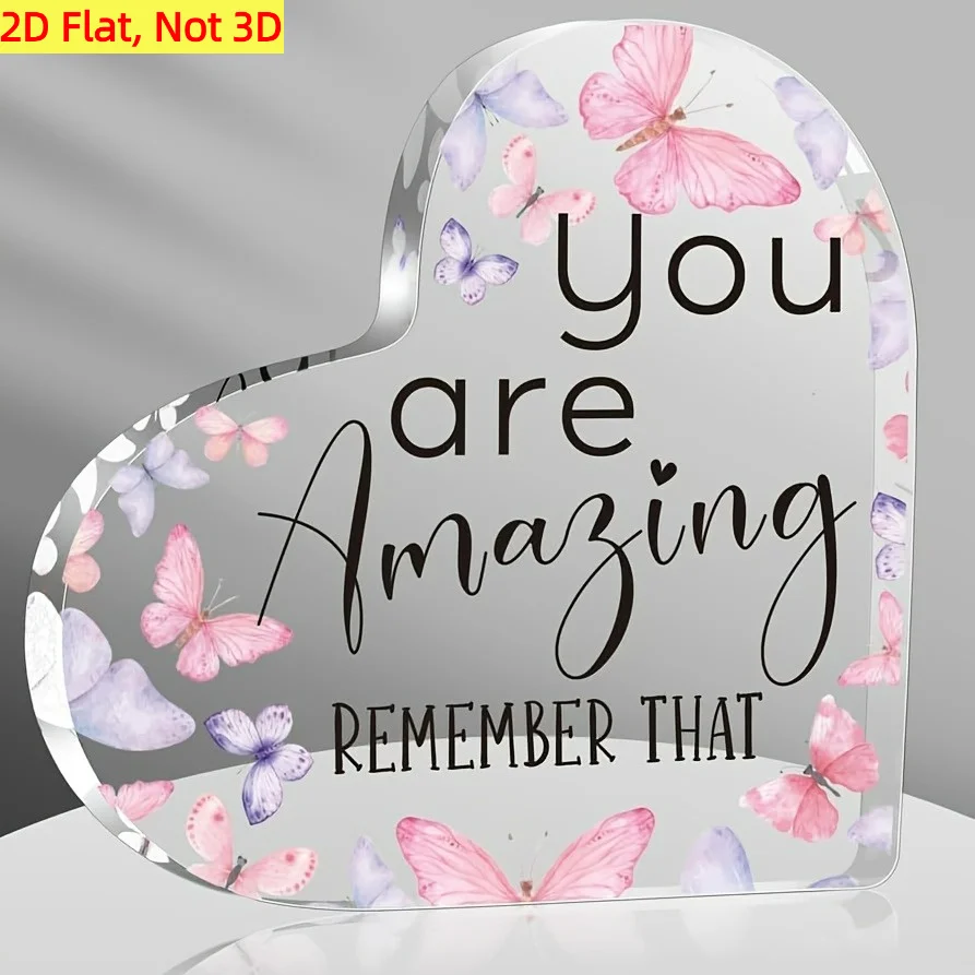 Heart-Shaped Acrylic Keepsake Decorative Plaque with Inspirational Message 