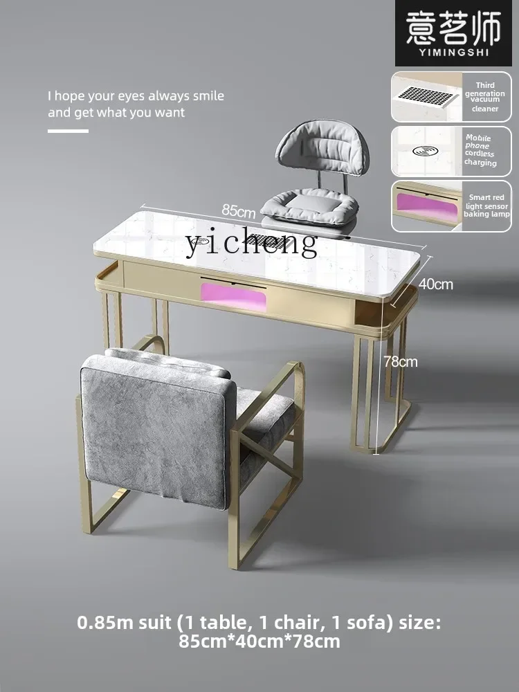 u10 Marble Nail Art Table and Chair Set Brushless Vacuum Cleaner Single and Double Triple Nail Art Table