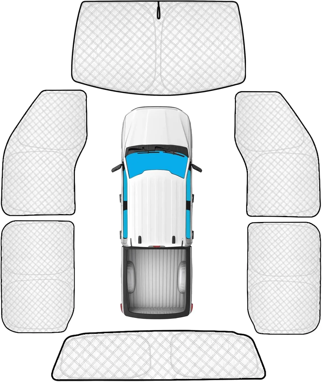 

6-Piece Thick Full Window Sun Shades for Ford F-150 4-Door 2021-2025, UV Block Privacy Covers for Camping Outdoor