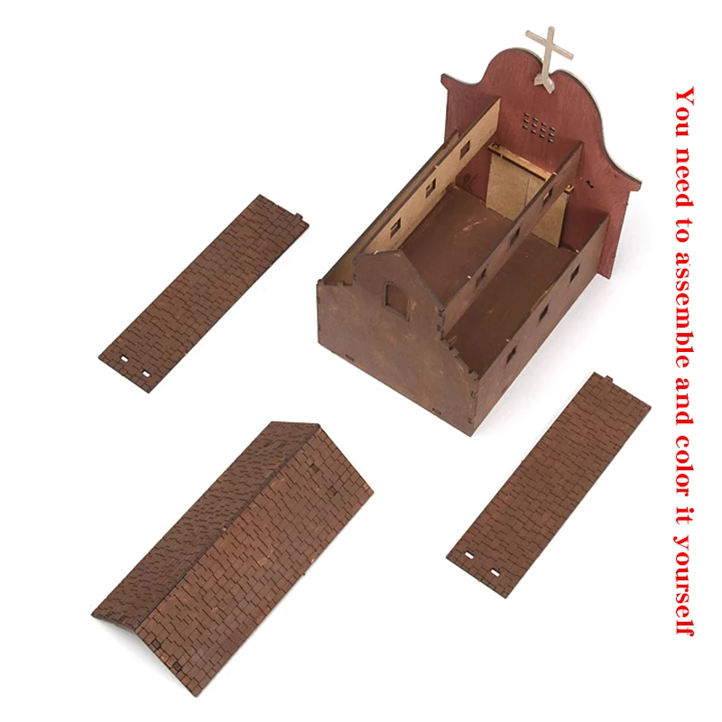 Architektonisches Modell zum Zusammenbauen, Sandtisch, Kirche, Kathedrale, Kapelle, europäisches Gebäude, Diorama, maßstabsgetreuer Modellbausatz 1/72 – Detail 3