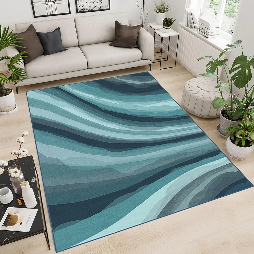 Modern Simple Watercolor Wave Pattern Living Room Carpet Creative Design Room Kitchen Corridor Rug Home Decoration Easy Care Mat