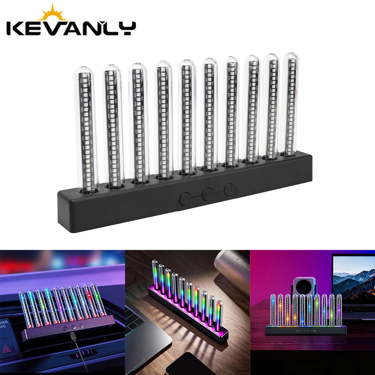 Sound Control Pickup Light Dynamic Gradient RGB Ambient Light Universal Car Air Vent Dashboard Ornament LED Interior Decor Light