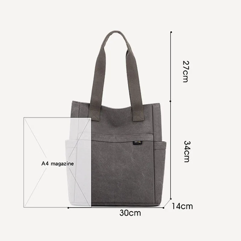 Fashion Women Canvas Tote Bag 2023 New Multi-Pocket Large Capacity Shoulder Shopping Bags Female Casual Handbags