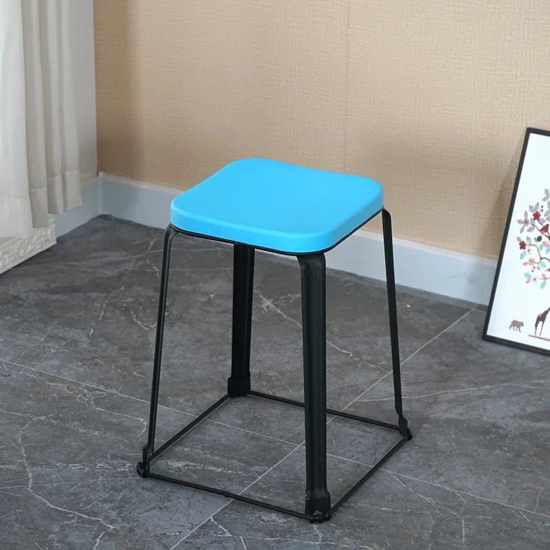 

03108 Living room waterproof iron stool simple dining table soft pack home storage stool hotel restaurant large square stool