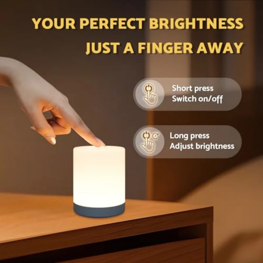 Touch Night Light for Baby Nursery, Small Cordless Lamp, Dimmable Portable Rechargeable Battery Operated Night Light, Wireless