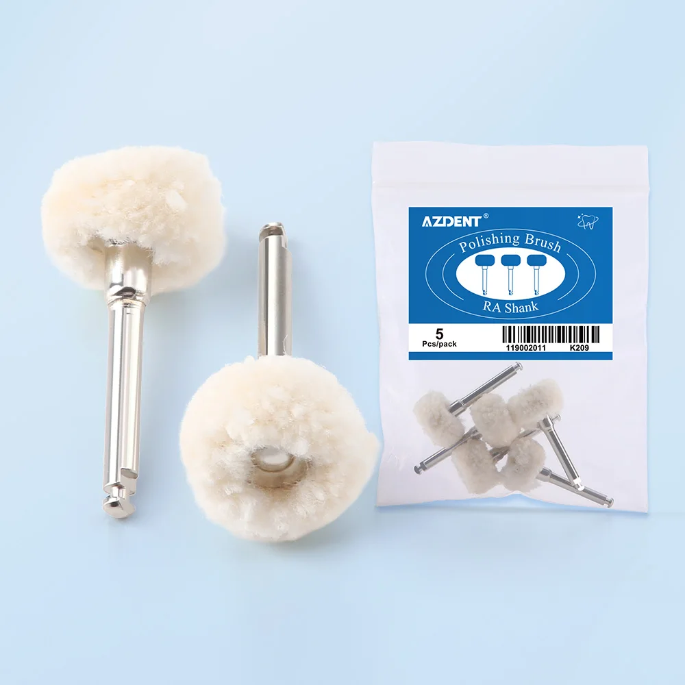 5 Pcs/Bag Azdent Dental Polishing Brush Wheel Felt Wheel Wool Cotton Polishing Brushes 2.35mm Dia.