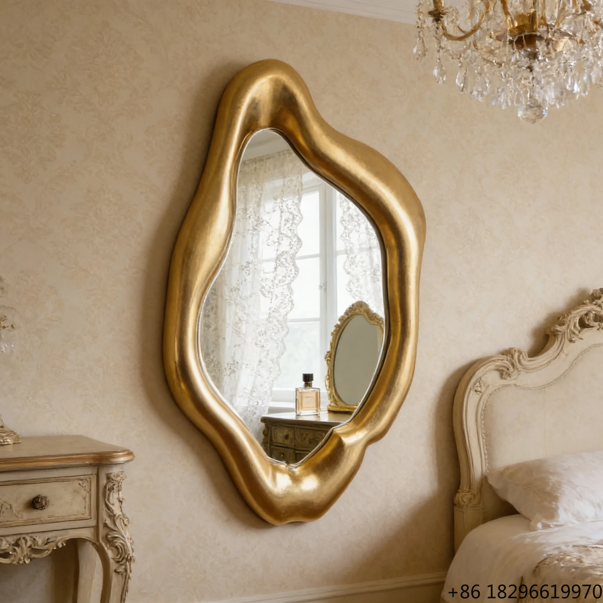 Vintage Art Deco Irregular Frame Wall Mirror Luxury Modern Design For Hotel Lobby Wedding Event Decor