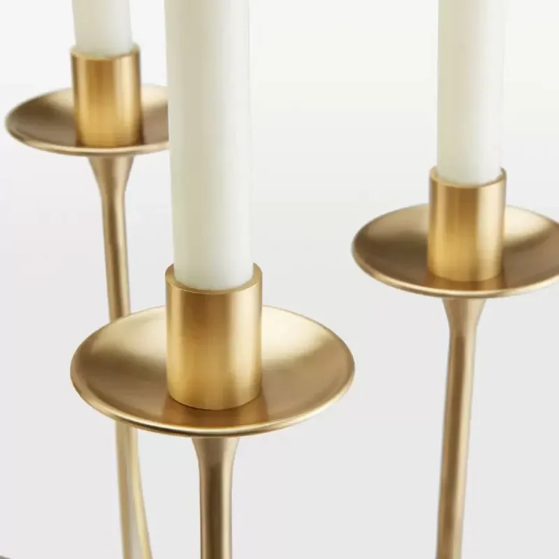 Vintage Brass Multi Arm Candle Holder European Medieval Style Home Decor for Living Room Dining Table Centerpiece Art